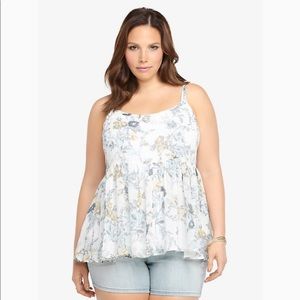 Torrid Floral Chiffon Babydoll Tank Top
